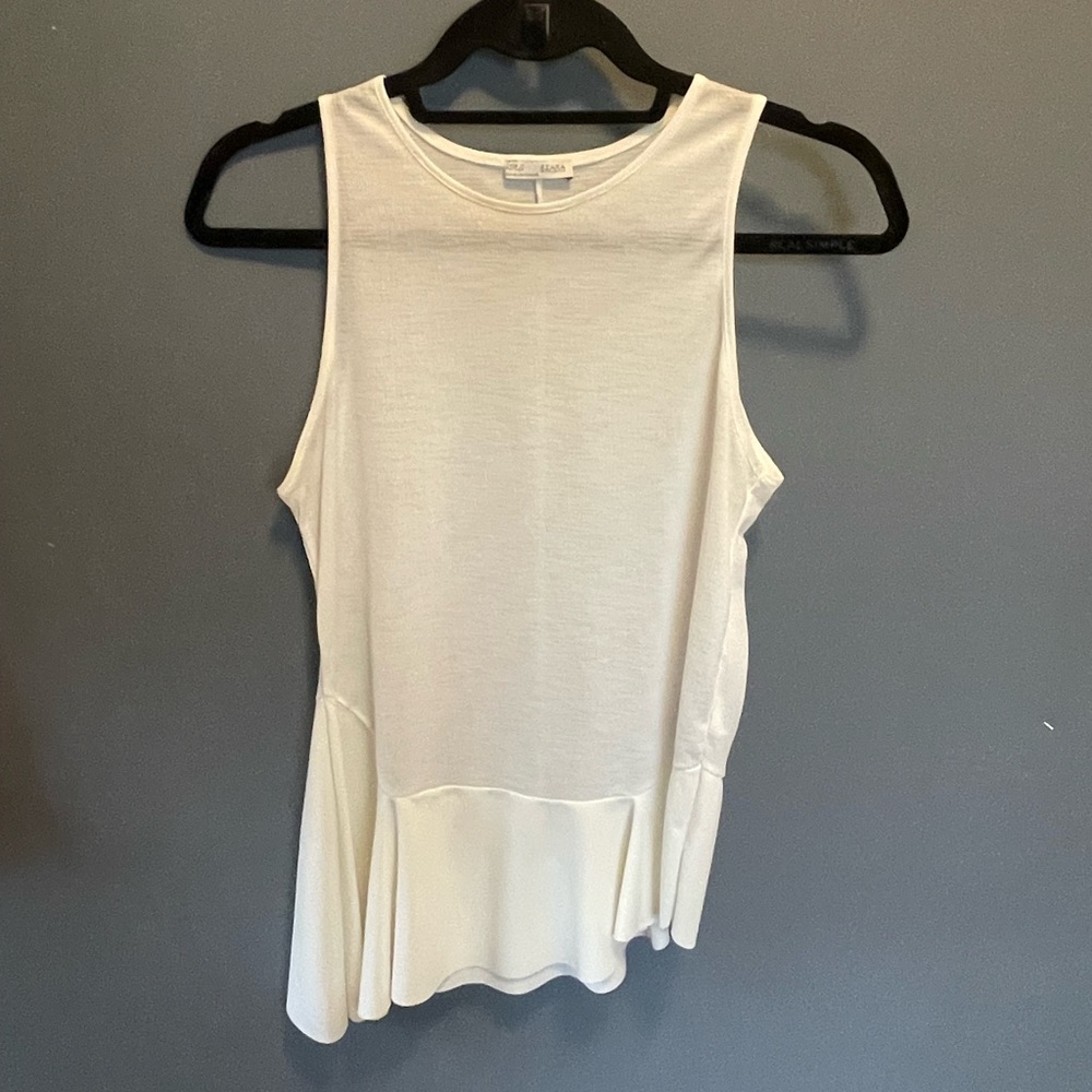 Zara peplum asymmetrical tank top - white - small